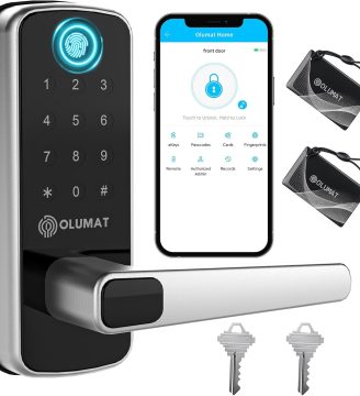 Keyless Entry Fingerprint Door Lock with Keypad and Handle for Home, Rental, Garage, Office and Hotel
