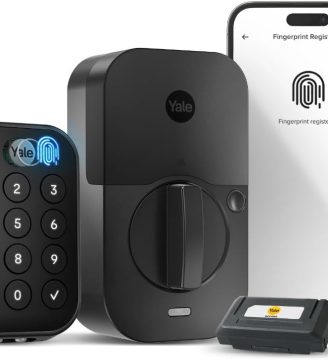 Yale Assure Lock 2 Touch Deadbolt, Black Suede Key-Free Smart Entry Door Lock with Wi-Fi Connected Touchscreen Keypad and Fingerprint Scanner for Code Entry and Remote Access, YRD430-F-WF1-BSP